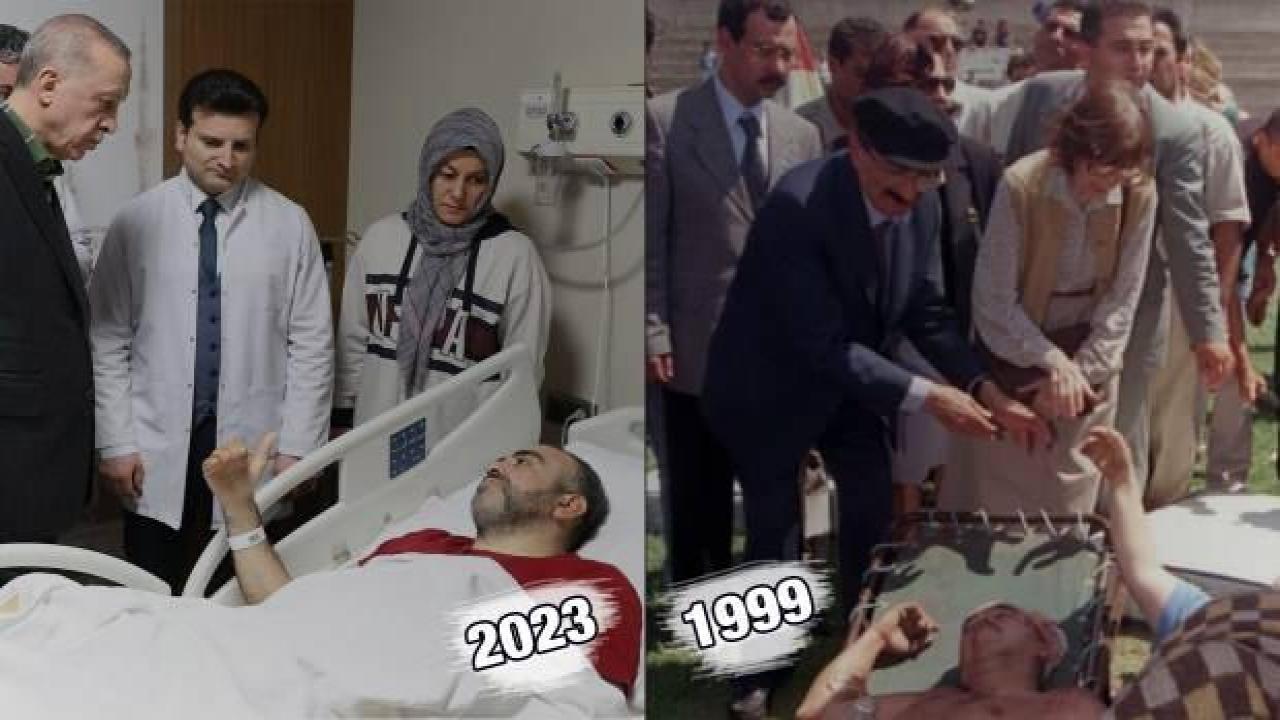 Ecevit'in 1999 Depremi sırasında depremzedelerle olduğu kare