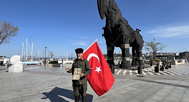 Şehitler için 555 bin adım atarak Çanakkale'ye geldi