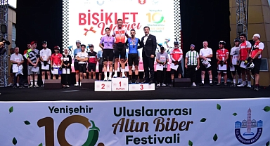 Biber Festivali kapsamında bisiklet yarışı nefes kesti