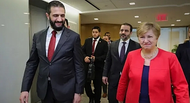 Suriye Cumhurbaşkanı Ahmed Şara, IMF Başkanı Kristalina Georgieva ile Washington'da Görüştü