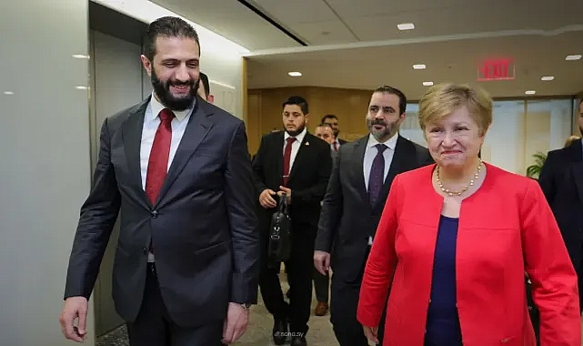Suriye Cumhurbaşkanı Ahmed Şara, IMF Başkanı Kristalina Georgieva ile Washington'da Görüştü