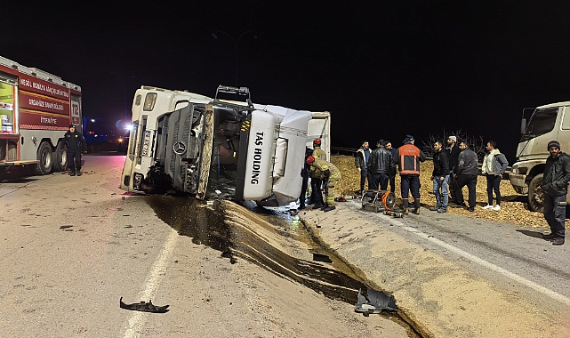 Bursa İnegöl’de Talaş Yüklü Tır Devrildi: Genç Sürücü Hayatını Kaybetti