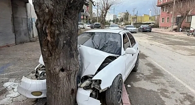 Kontrolden Çıkan Otomobil Ağaca Çarptı