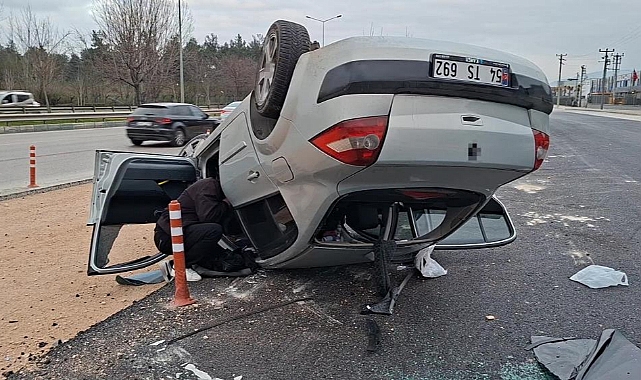 Otomobil takla attı: Şans eseri yaralanan olmadı
