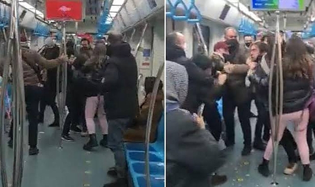 Bursa'da Metro İstasyonunda Tekmeli Yumruklu Kavga